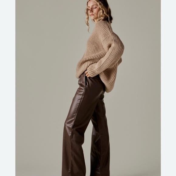 The Range Pants - The Range Faux Leather Wide Leg Pants Medium